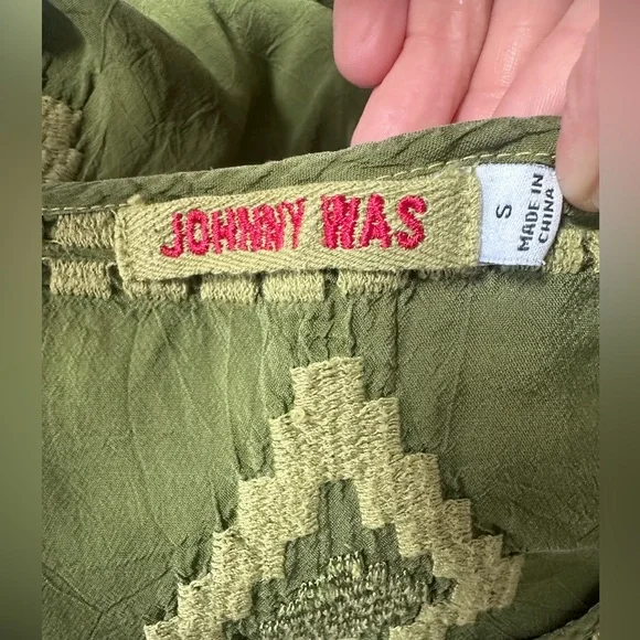 Embroidered Olive Green Blouse Top - Picture 4 of 5